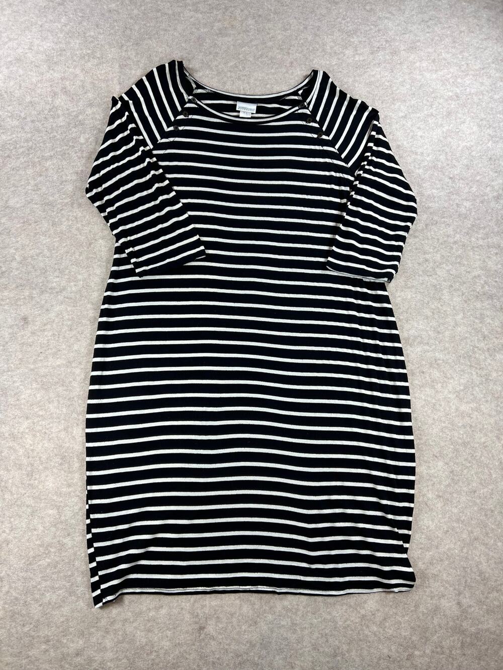 Motherhood Maternity Striped 3/4 Sleeve Dress Black White Size XL